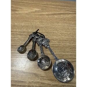 VTG Ganz Measuring Spoons Set of 4- Cupcake Pattern-Stainless Steel